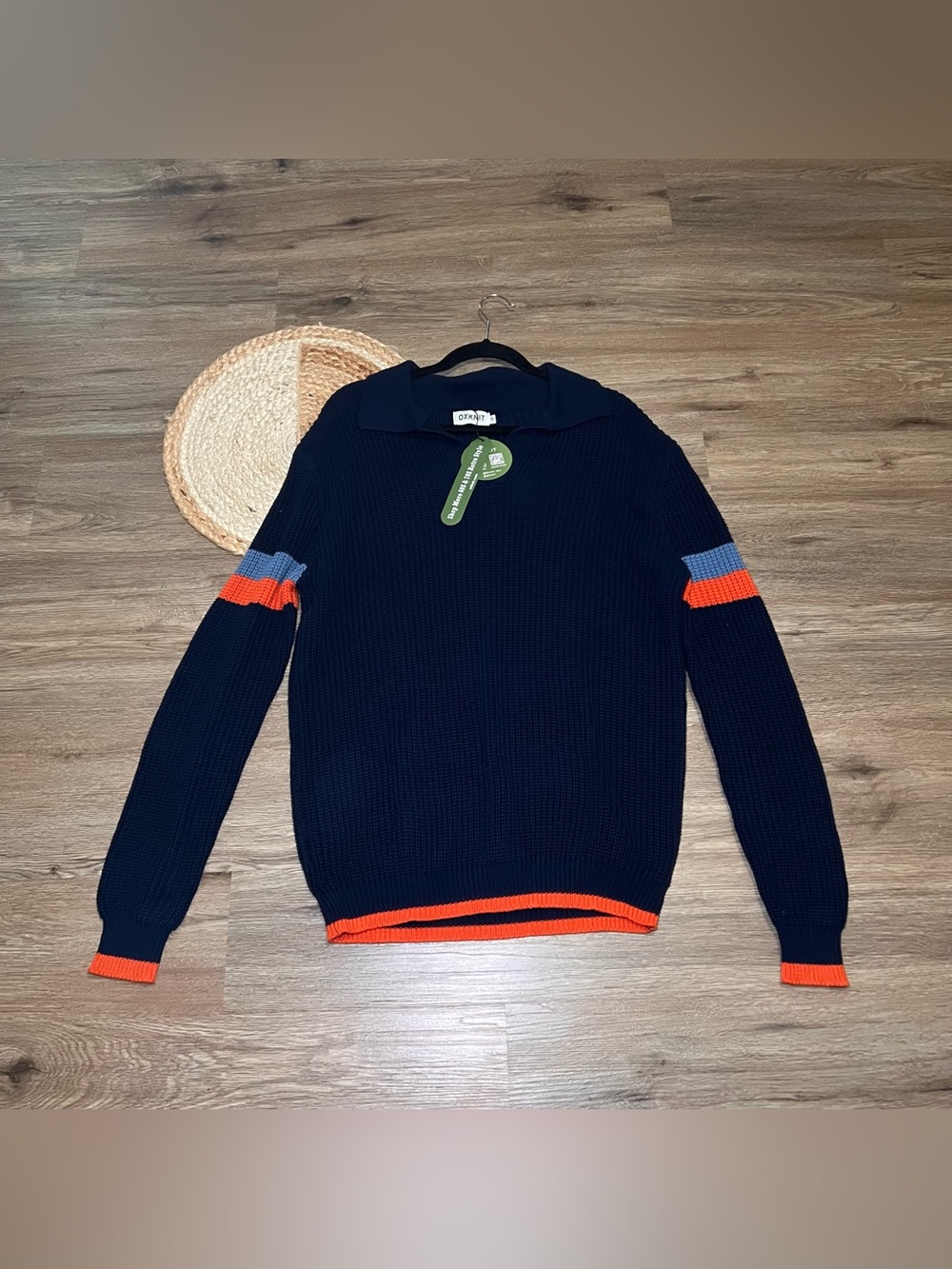 OXKNIT Mens Retro Knit Polo Shirt Pullover Sweater NWT